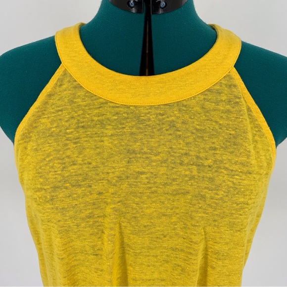 Joie NWT Yellow Linen Banded High Neck Sleeveless Top, XL - Picture 2 of 16